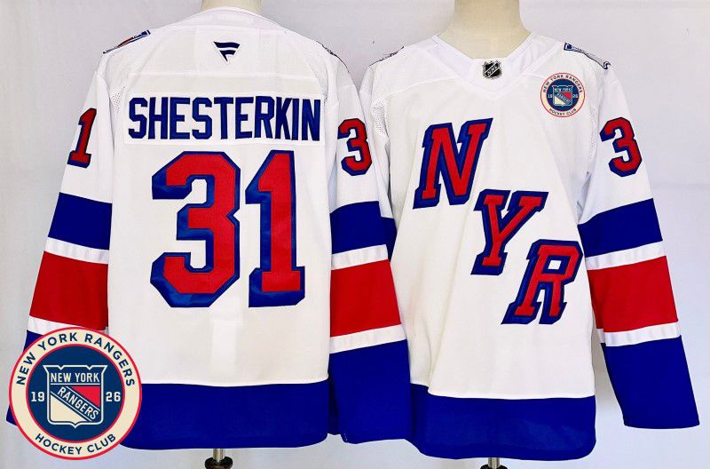 Men New York Rangers #31 Shesterkin White Fanatics 2025 NHL Jersey style 2